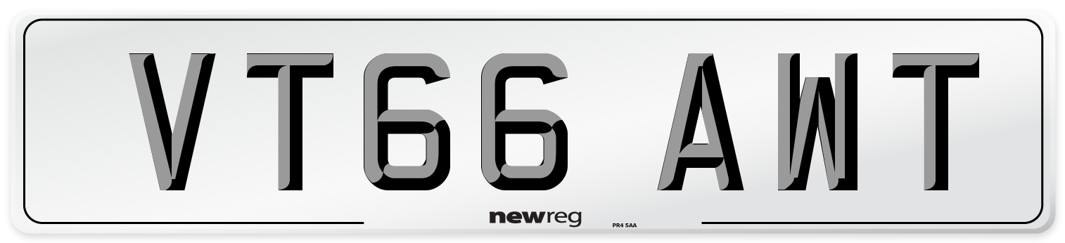 VT66 AWT Number Plate from New Reg